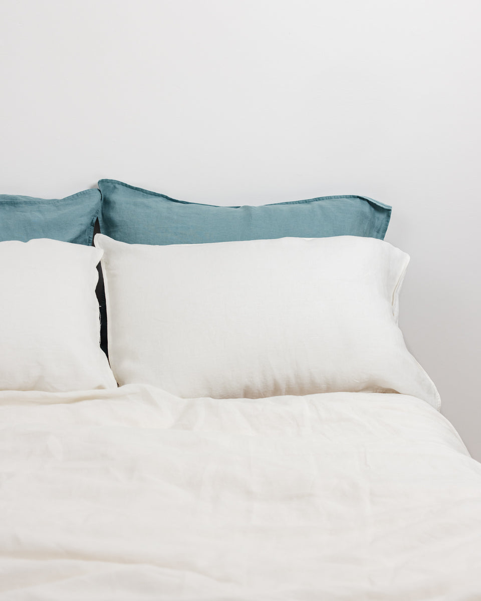 FRENCH LINEN PILLOWCASE PAIR CREAM Silk Magnolia